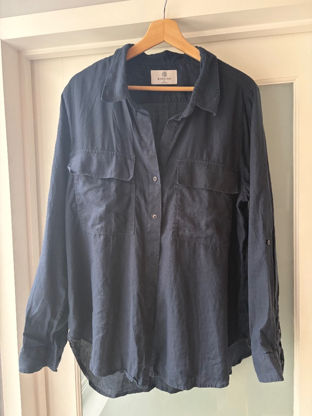 Aritizia Babaton Utility Shirt Tencel Lyocell Button-Up - Dark Navy - XL